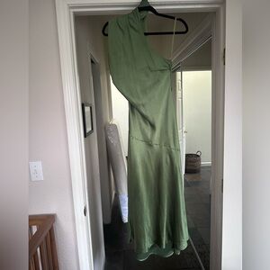 Hello Molly Athenian Satin Maxi Dress Olive